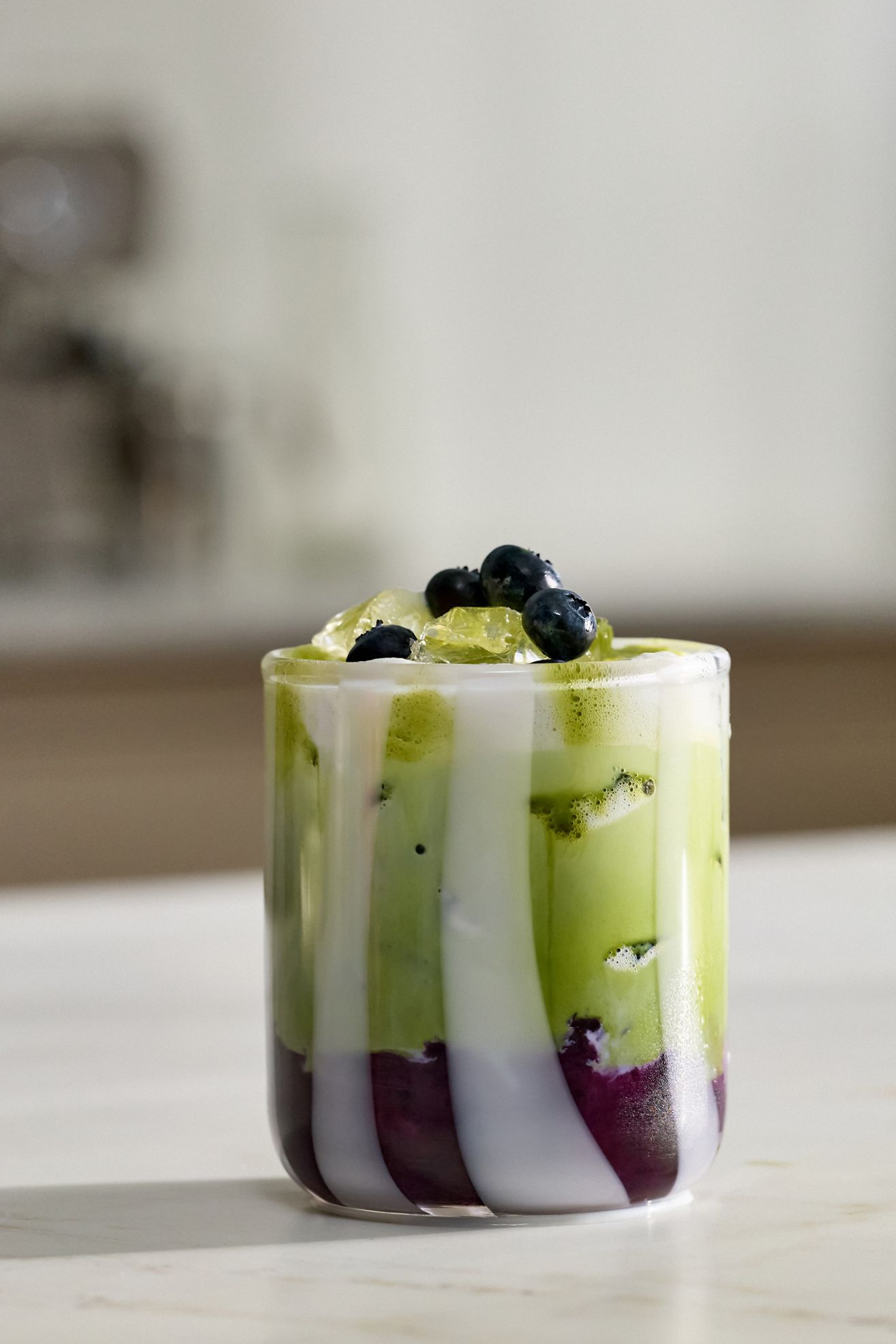 The Ribbon Stripe Juice Glass - White, One Size