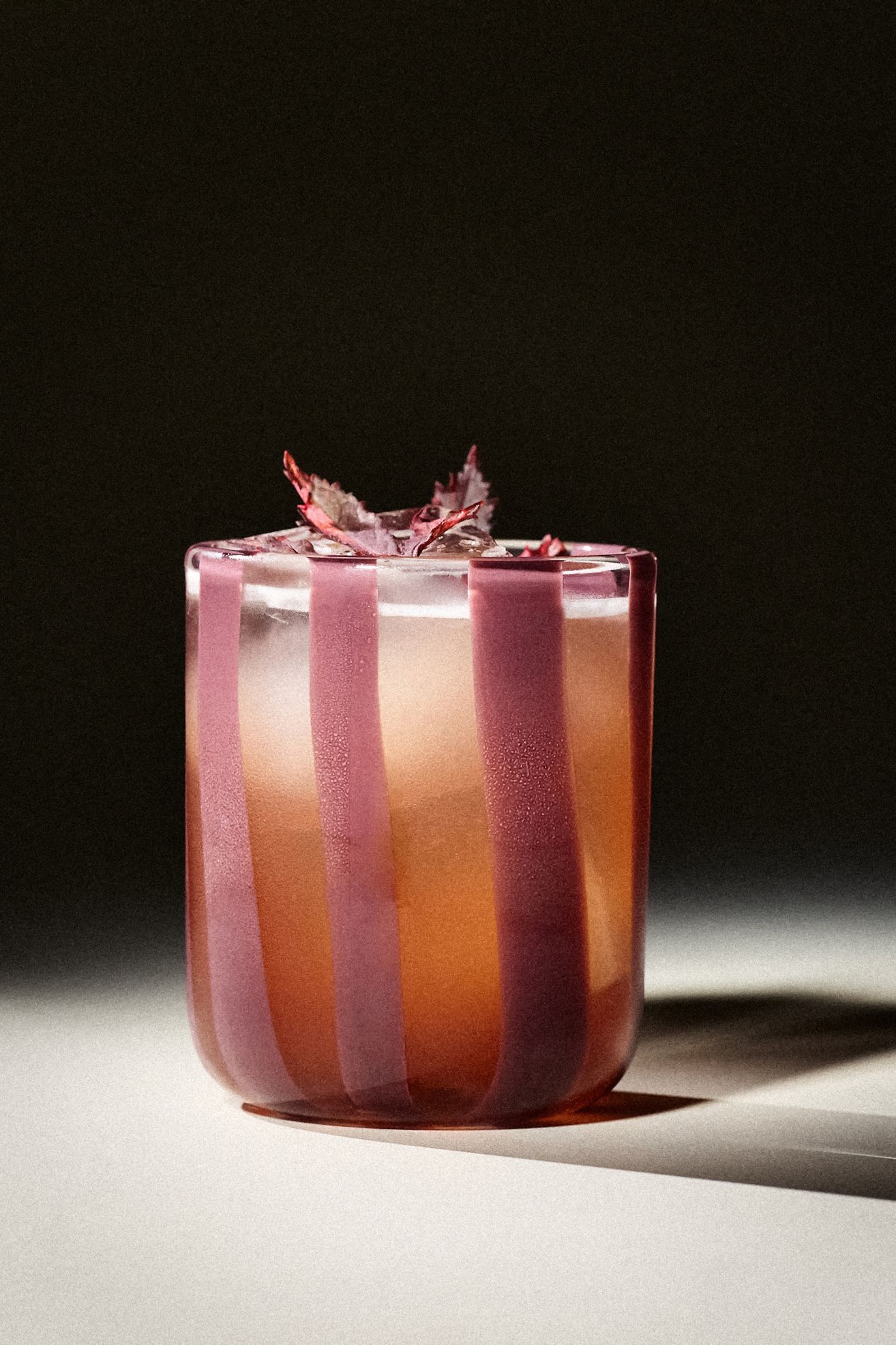 The Ribbon Stripe Juice Glass - Plum, One Size