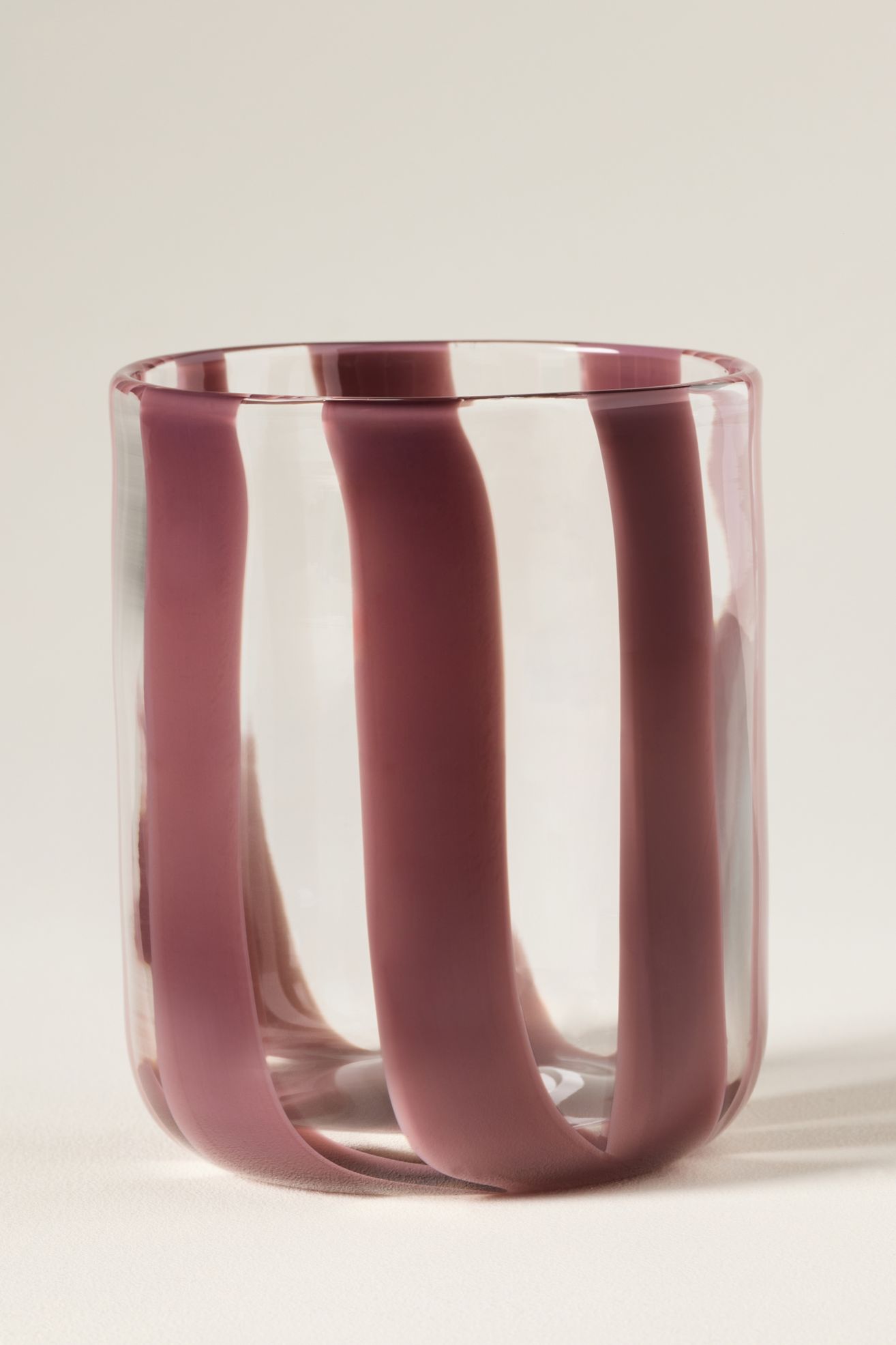 The Ribbon Stripe Juice Glass - Plum, One Size