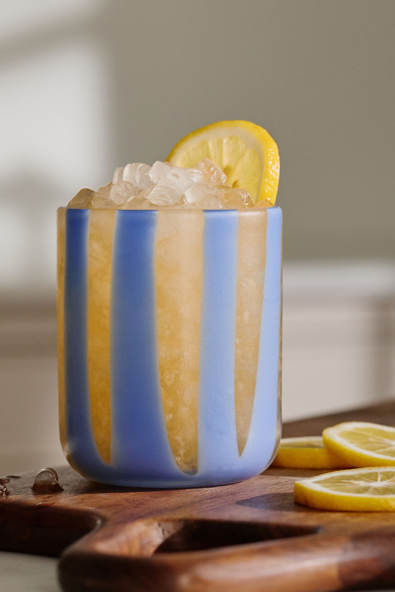The Ribbon Stripe Juice Glass - Blue, One Size