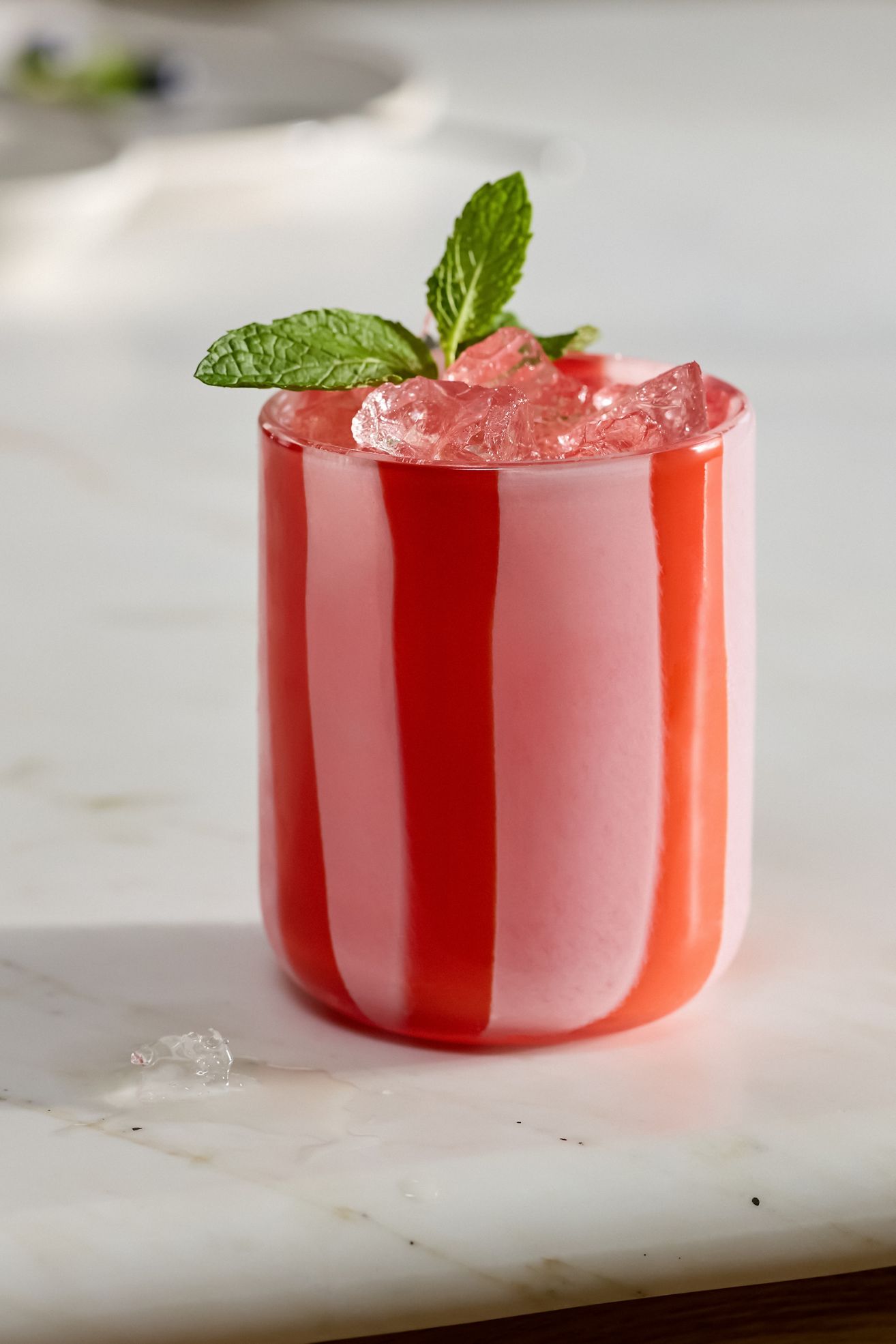 The Ribbon Stripe Juice Glass - Pink & Red, One Size