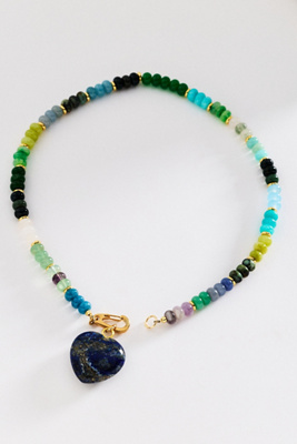 Holst + Lee Gem Heart Necklace In Blue