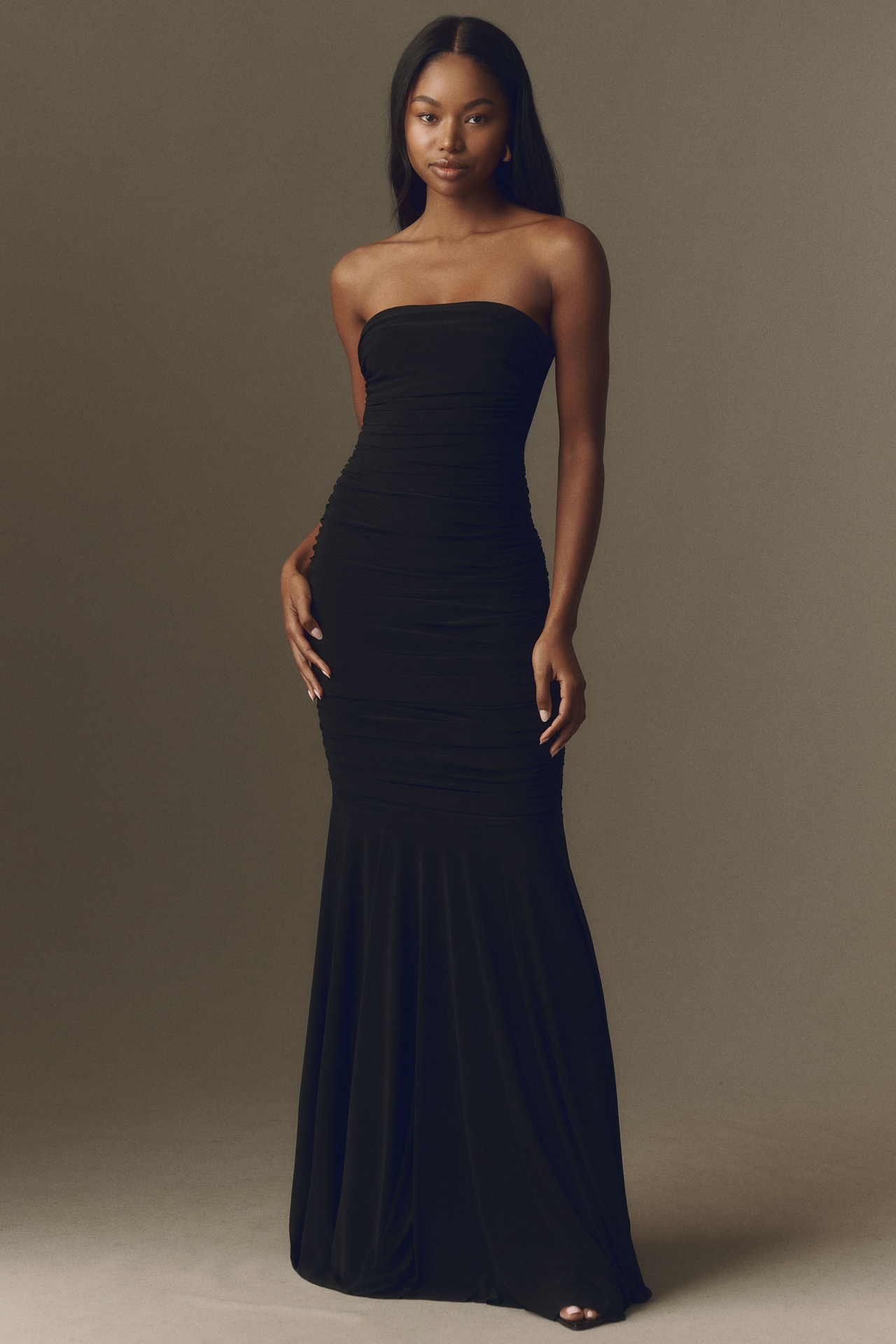 Norma Kamali Shirred Fishtail Gown