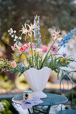 Ivory Stoneware Fan Vase