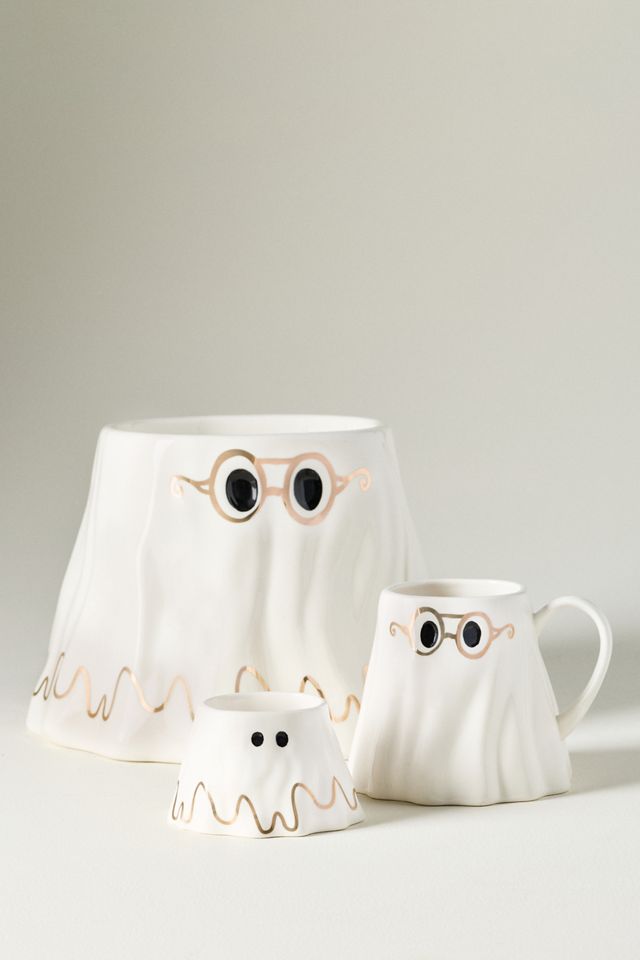 The Mud Fairy Stoneware 24k Gold Accent Ghost Mug #2