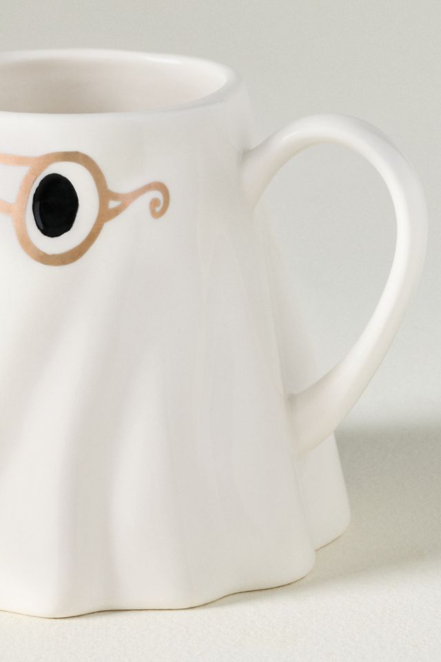 The Mud Fairy Stoneware 24k Gold Accent Ghost Mug #3