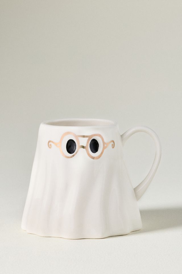 The Mud Fairy Stoneware 24k Gold Accent Ghost Mug #1