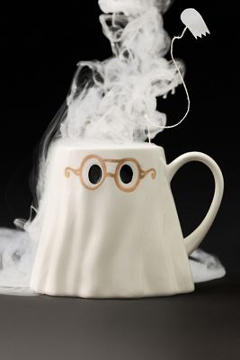 The Mud Fairy Stoneware 24k Gold Accent Ghost Mug