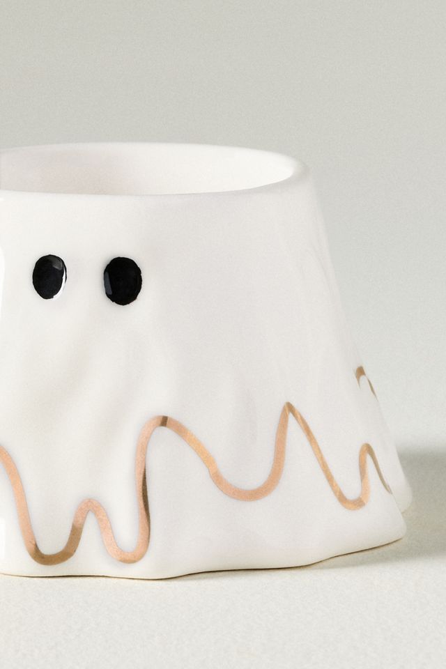 The Mud Fairy Stoneware 24k Gold Accent Ghost Nut Bowl #3