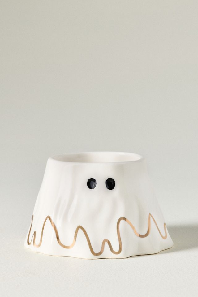 The Mud Fairy Stoneware 24k Gold Accent Ghost Nut Bowl #1