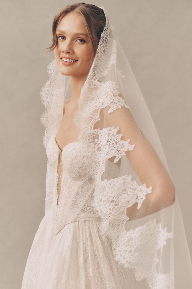 Watters Char Mantilla Cathedral Veil #3