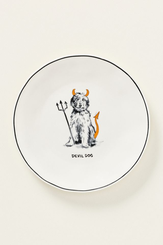 Molly Hatch Stoneware Halloween Dog Dessert Plate #1