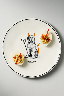 Anthropologie Molly Hatch Halloween Dog Dessert Plate In Multi