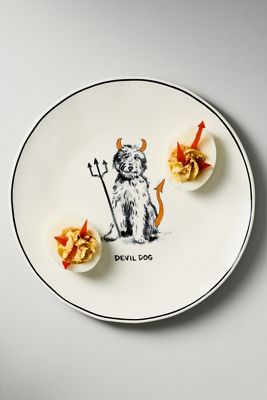 Molly Hatch Stoneware Halloween Dog Dessert Plate