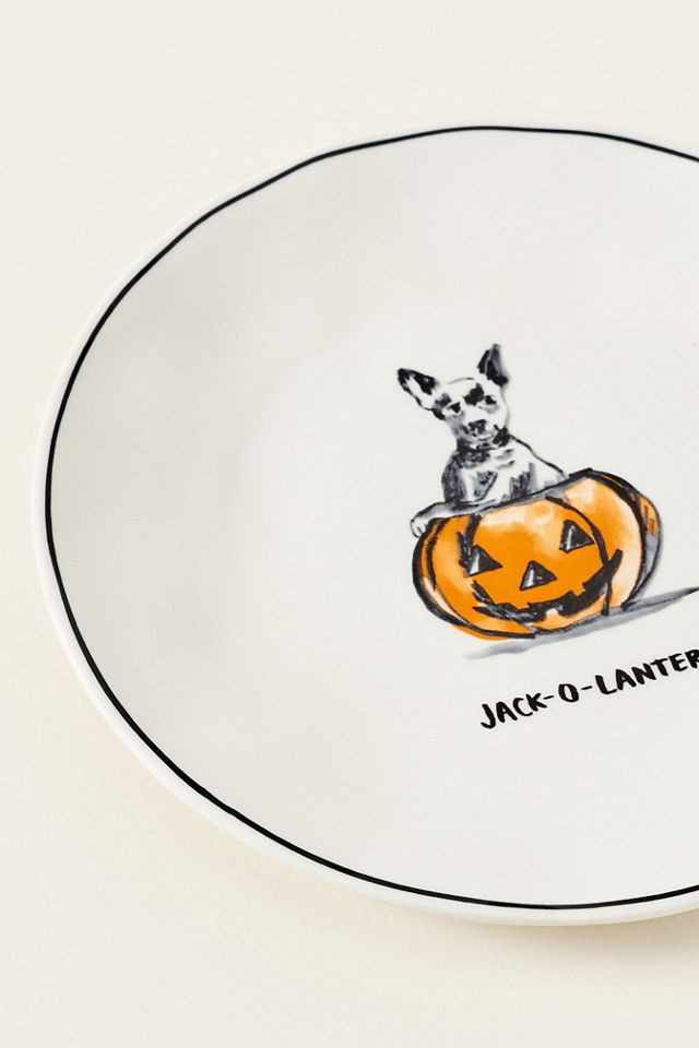 Molly Hatch Stoneware Halloween Dog Dessert Plate #2