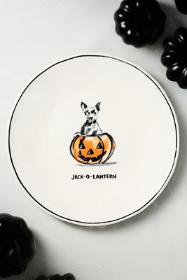 Molly Hatch Stoneware Halloween Dog Dessert Plate