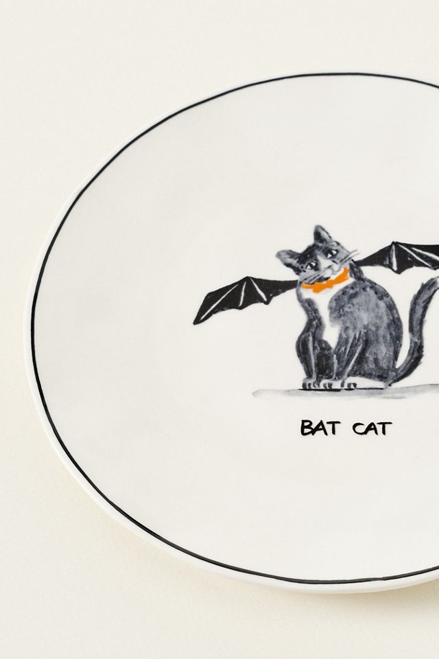 Molly Hatch Stoneware Halloween Cat Dessert Plate #5