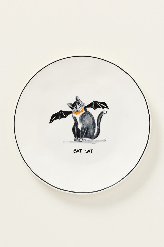 Molly Hatch Stoneware Halloween Cat Dessert Plate #3