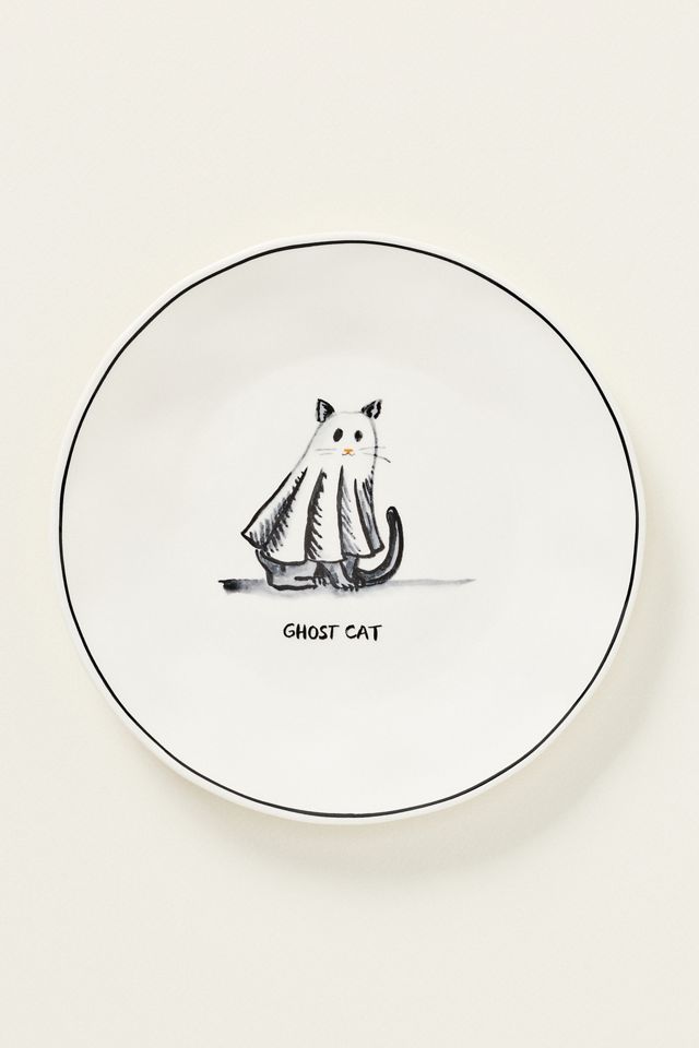 Molly Hatch Stoneware Halloween Cat Dessert Plate #1