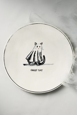 Molly Hatch Stoneware Halloween Cat Dessert Plate
