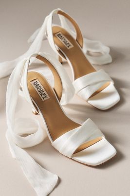 Badgley Mischka Yanis Ankle-Wrap Heeled Sandals