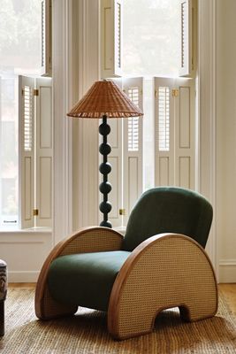 Merve Kahraman Velvet Cane Chair