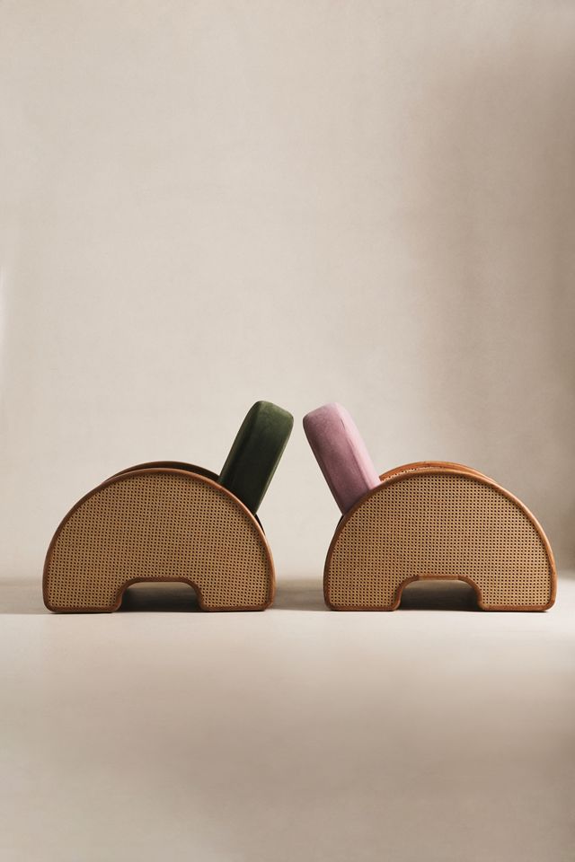 Merve Kahraman Velvet Cane Chair #8