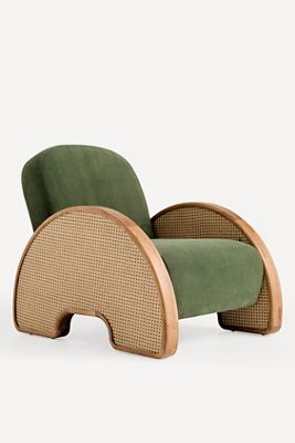 Merve Kahraman Velvet Cane Chair