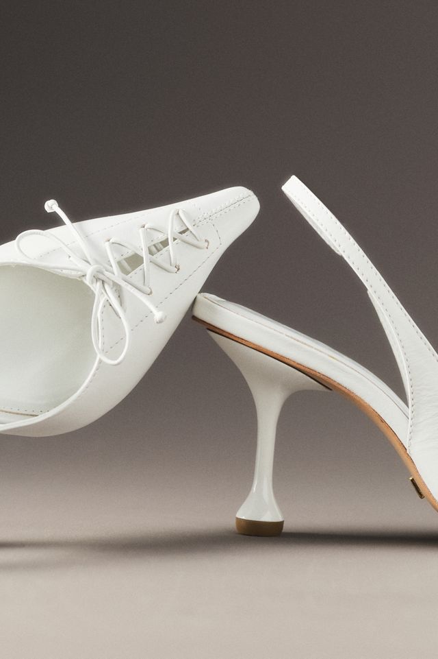 Vicenza Tie-Up Pointed-Toe Slingback Heels #1