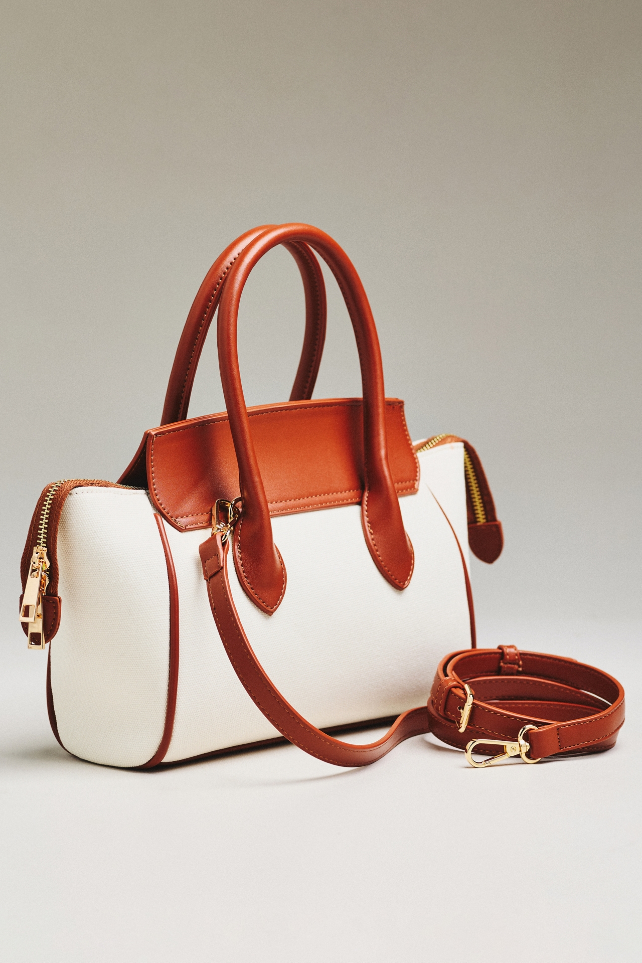 Canvas Foldover Satchel Tote Bag
