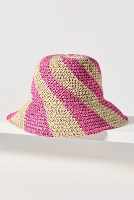 Cappello a Secchiello Tessuto a Righe Swirl