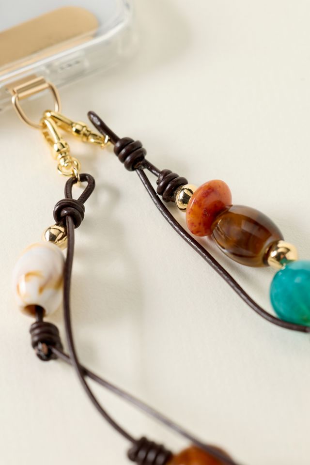 Cord and Stone Beaded Phone Chain #3