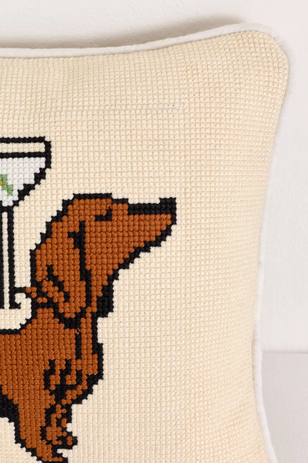 Cotton Needlepoint Cocktail Icon Mini Pillows - thumbnail 6