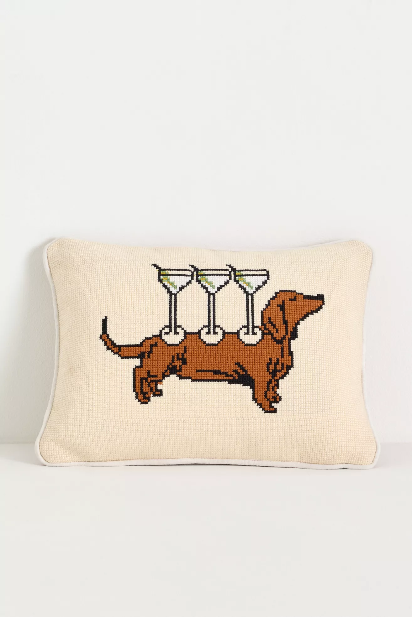 Cotton Needlepoint Cocktail Icon Mini Pillows - thumbnail 4