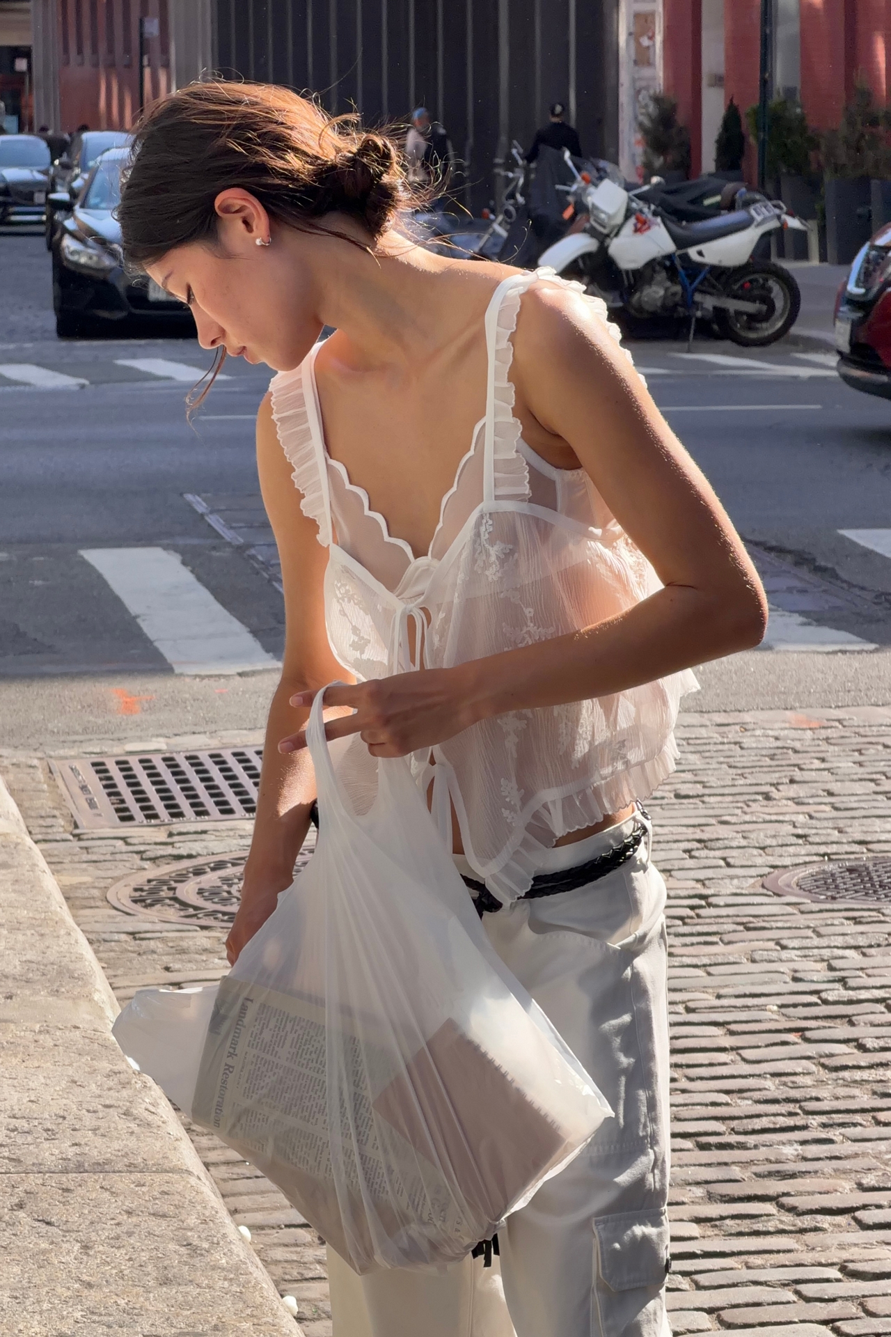 By Anthropologie Sheer Ruffle Tank