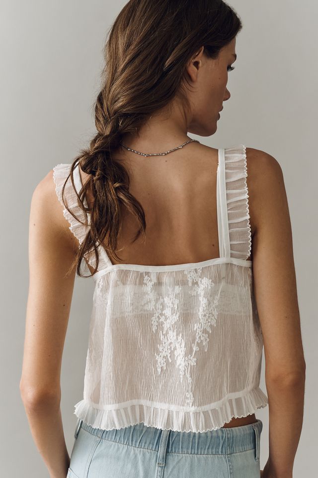 By Anthropologie Sheer Ruffle Tank #3