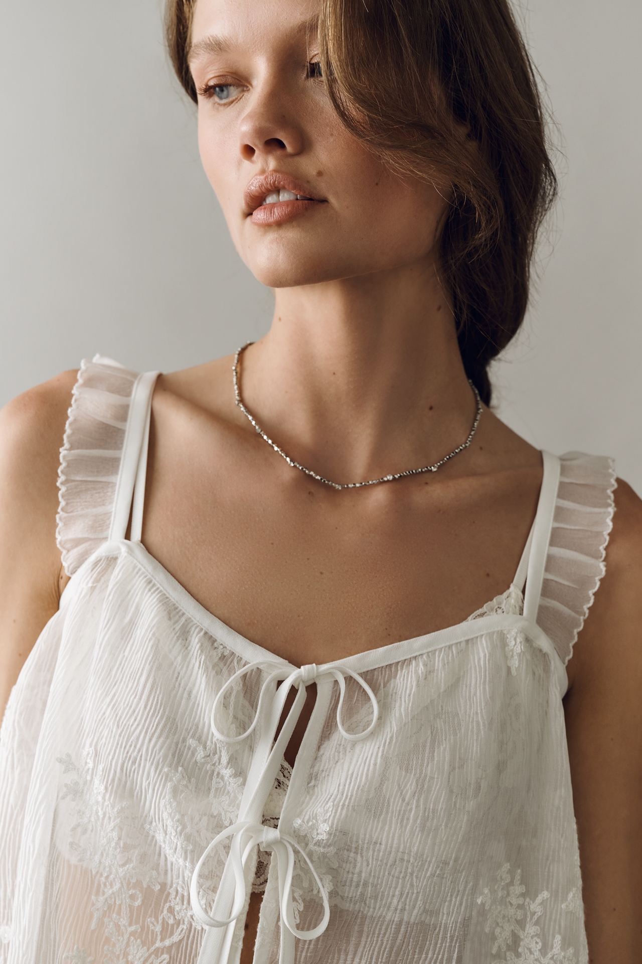 By Anthropologie Sheer Ruffle Tank