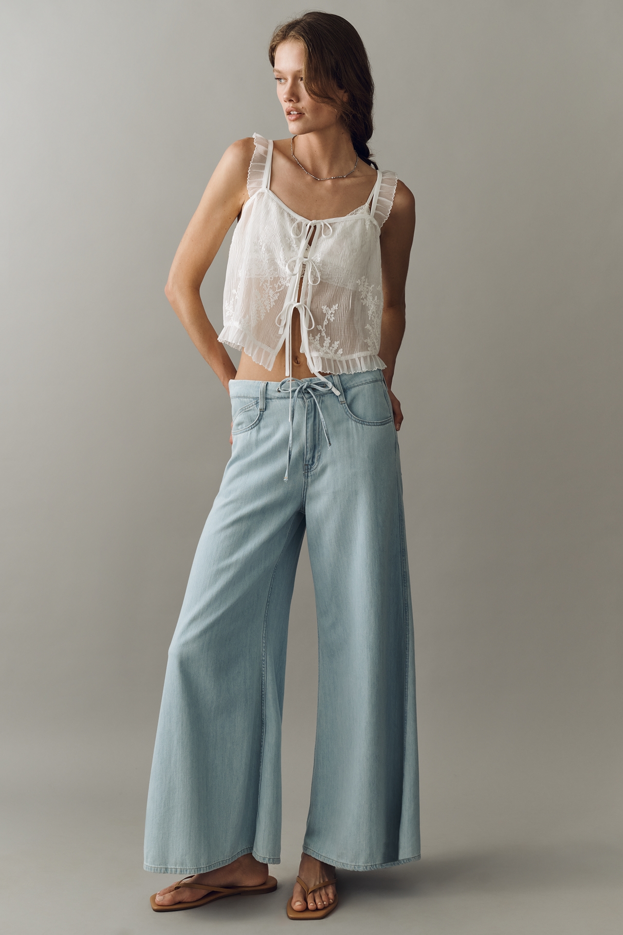 By Anthropologie Sheer Ruffle Tank