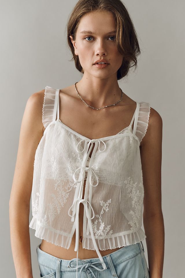 By Anthropologie Sheer Ruffle Tank | Anthropologie
