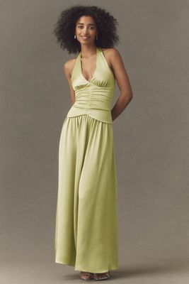 olive green bridesmaid dresses david's bridal 70s Seafoam Green Long Dress with Cape Overlay – CRITERIA VINTAGE