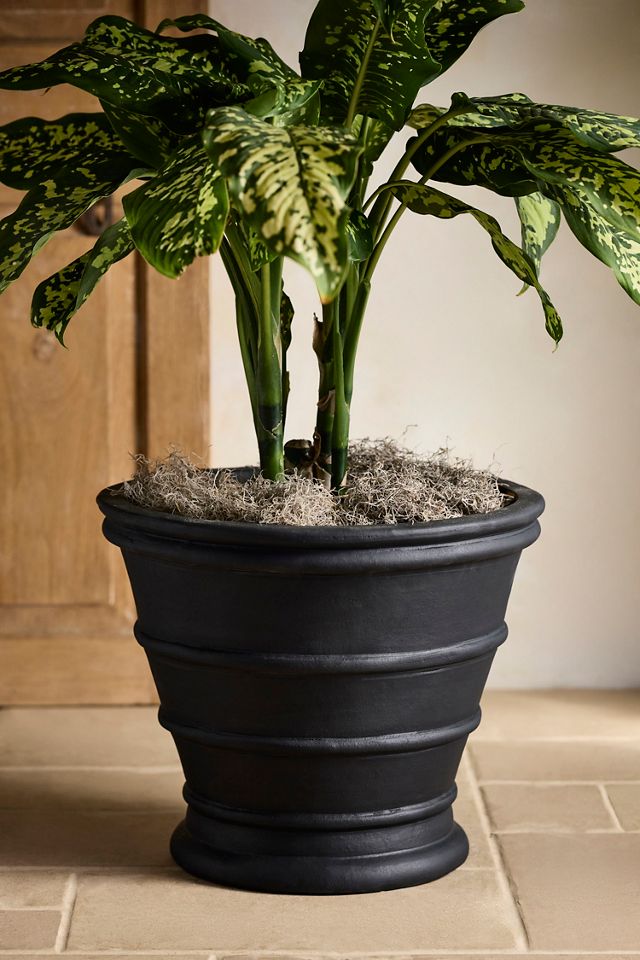 Banded Antique Black Terracotta Planter #1