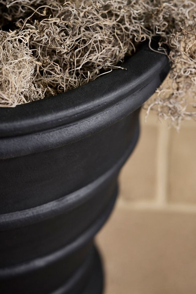 Banded Antique Black Terracotta Planter #2