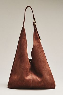 By Anthropologie Love Knot Faux Suede Buckle Slouchy Bag