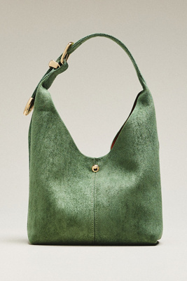 By Anthropologie Love Knot Faux Suede Mini Buckle Slouchy Bag