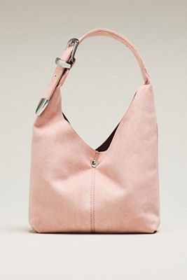 By Anthropologie Love Knot Faux Suede Mini Buckle Slouchy Bag