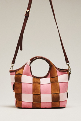 By Anthropologie Woven Faux Suede Mini Satchel