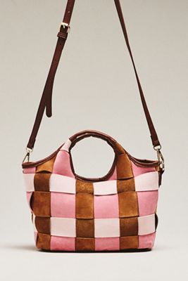 By Anthropologie Woven Faux Suede Mini Satchel