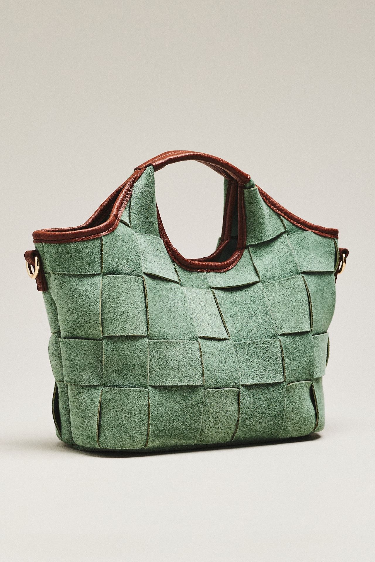 By Anthropologie Woven Faux Suede Mini Satchel