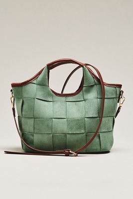 By Anthropologie Woven Faux Suede Mini Satchel