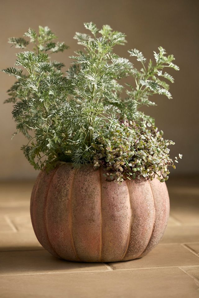 Canyon Orange Stoneware Pumpkin Planter #1
